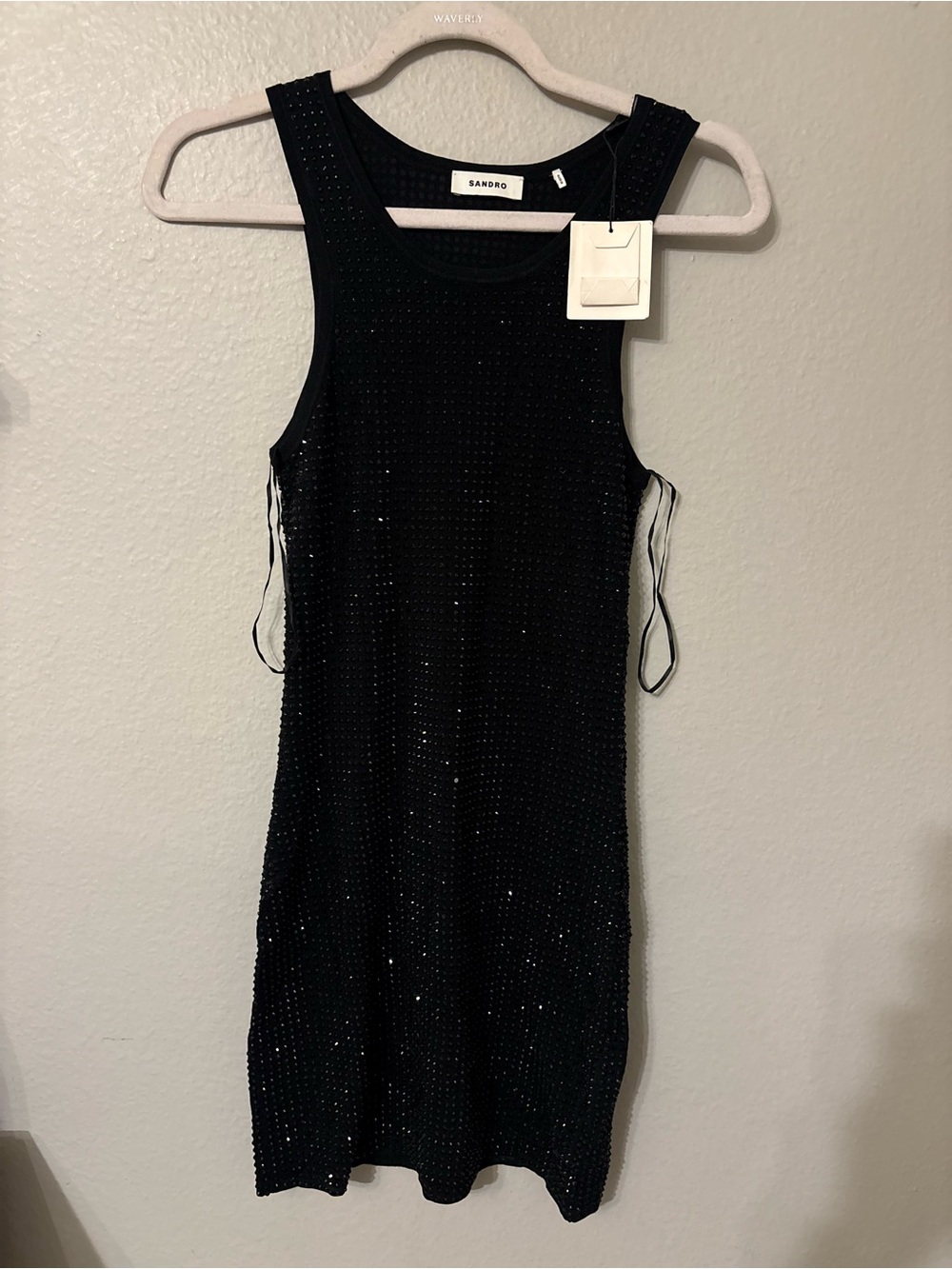 Sandro Black Sequin Tank Mini Dress with flaw